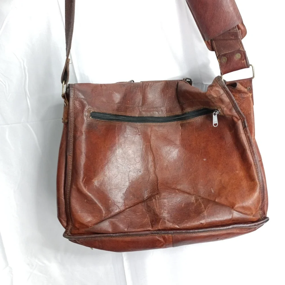 Komals Passion Leather Messenger Bag Brown Laptop Shoulder Bag Satchel 15x11 s9